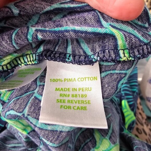 Lilly Pulitzer Tropical Top Size XS Green Palms Porter Henley Button Shirt - Picture 8 of 10